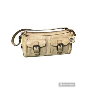 Dooney & Bourke Purse Handbag Leather Croc Embossed Neutral Classic Beige Cream